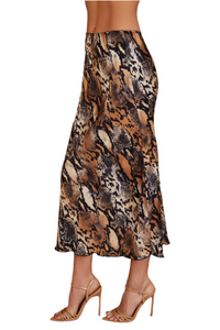 Digital Snake Print Silky Skirt