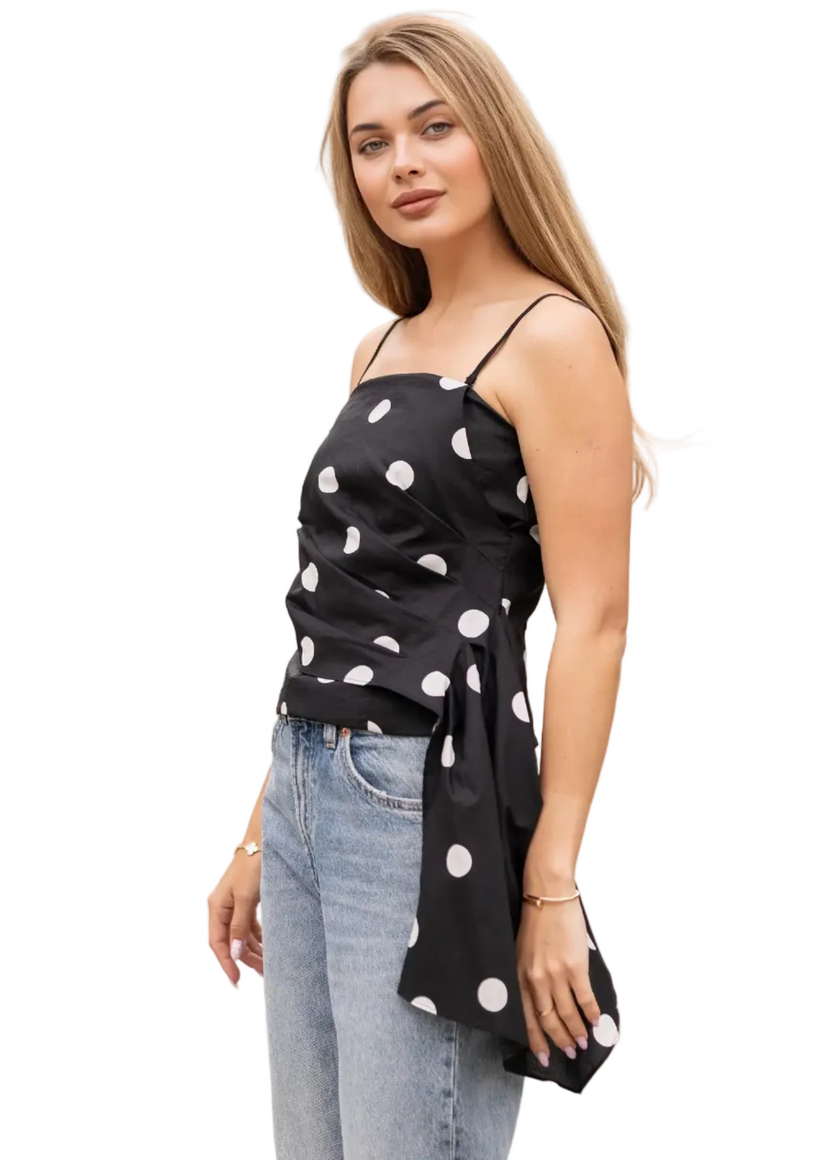 Draped Polka Corset Tube Top
