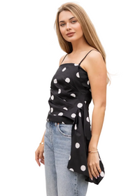 Draped Polka Corset Tube Top