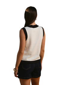 Contrast Anchor Sleeveless Knit Top