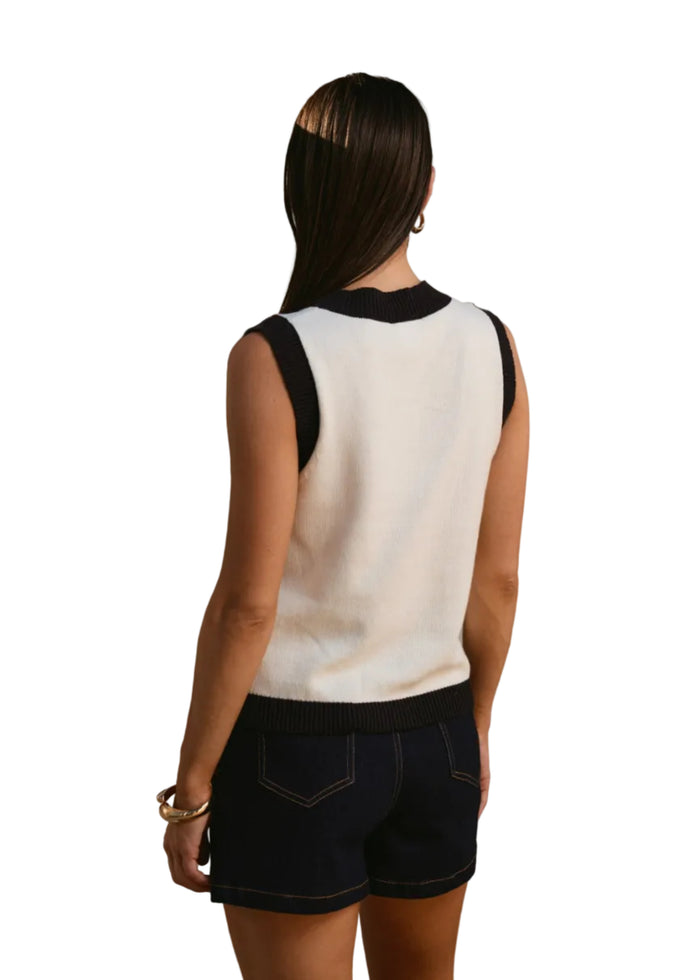 Contrast Anchor Sleeveless Knit Top