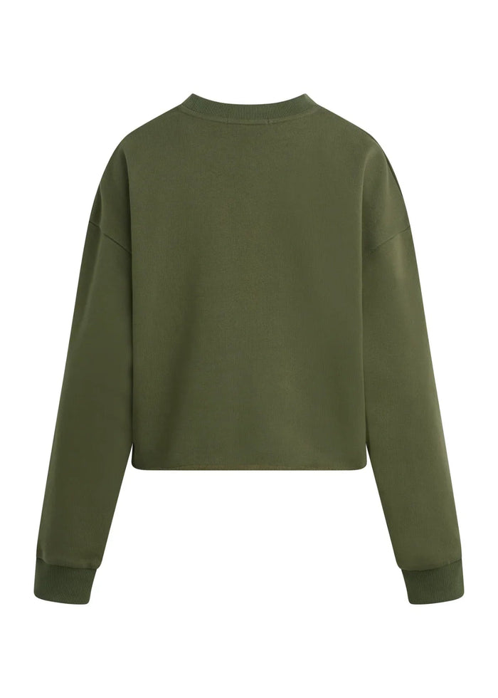 Cropped Collegiate Sweatshirt - Smoketree/Gardenia