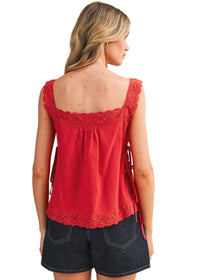 Lace Trim Side Tying Top