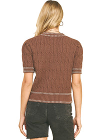 Cable Knit Short Sleeve Sweater