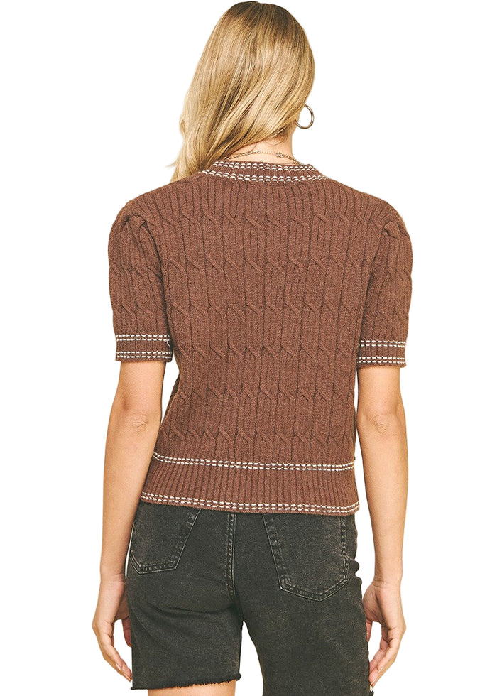 Cable Knit Short Sleeve Sweater