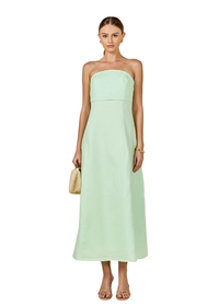 Lucia Folded Strapless Linen Maxi Dress