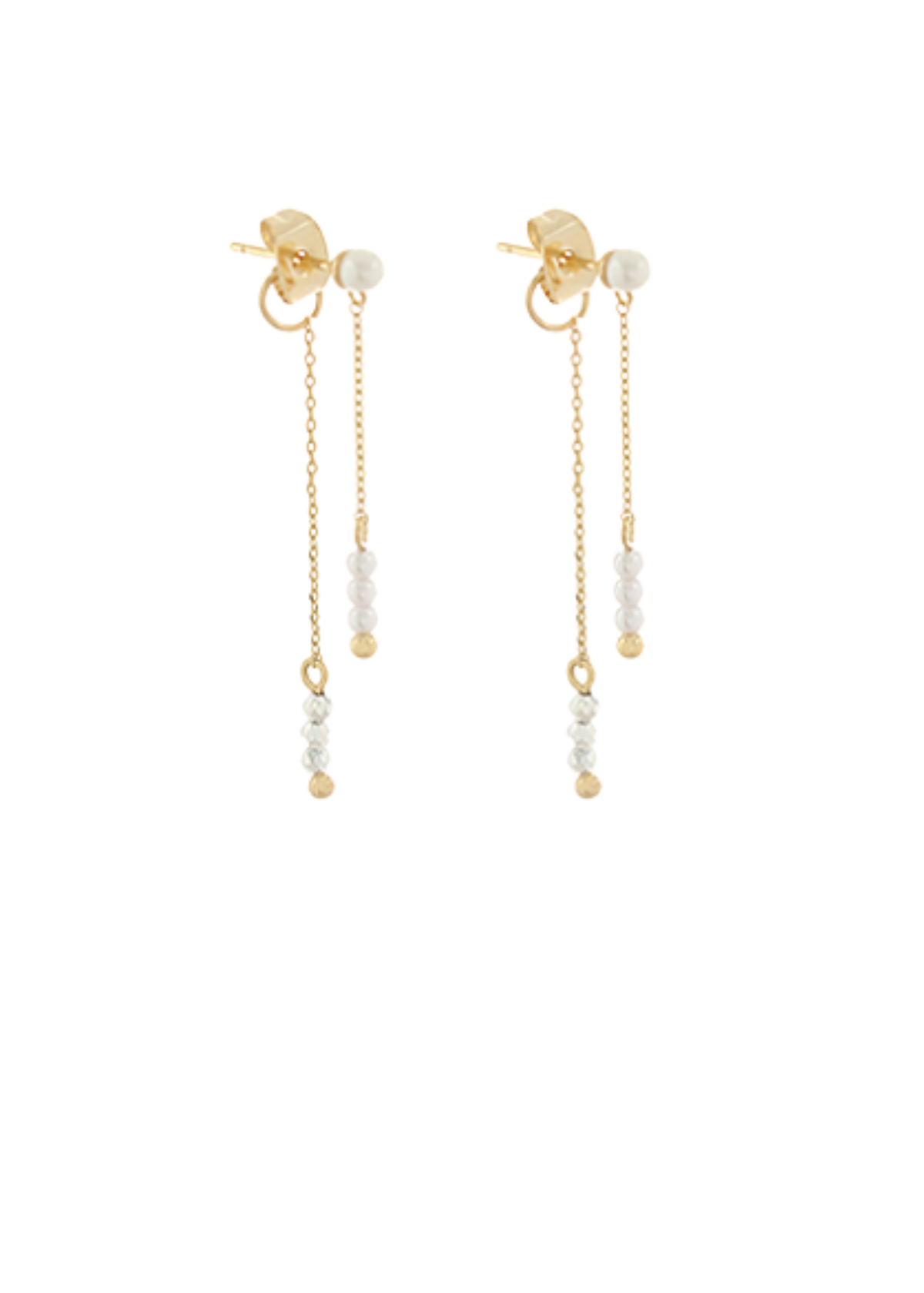 End Pearl & Bead Chain Earrings