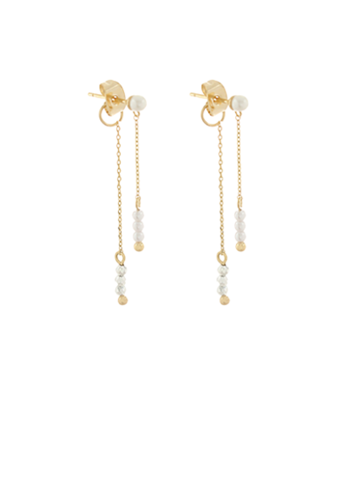End Pearl & Bead Chain Earrings