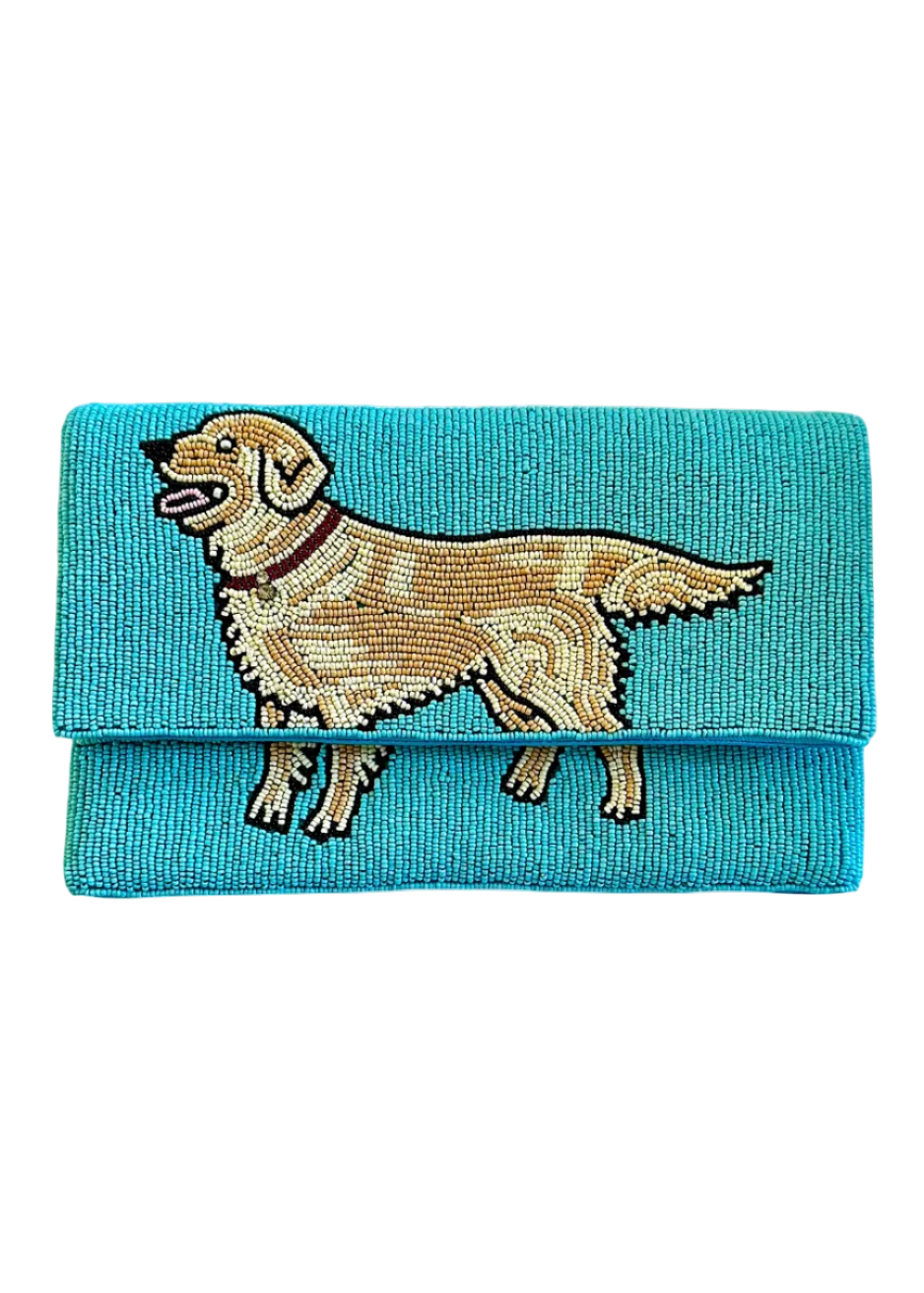 Golden Retriever Clutch Crossbody Beaded Bag