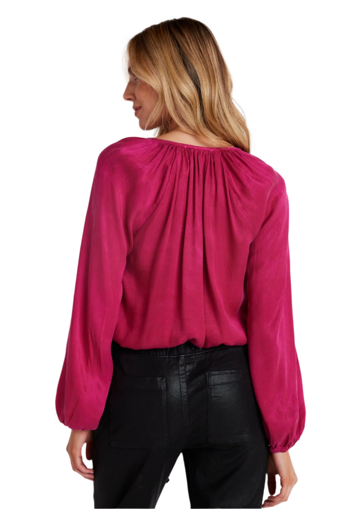 Shirred Button Front Blouse