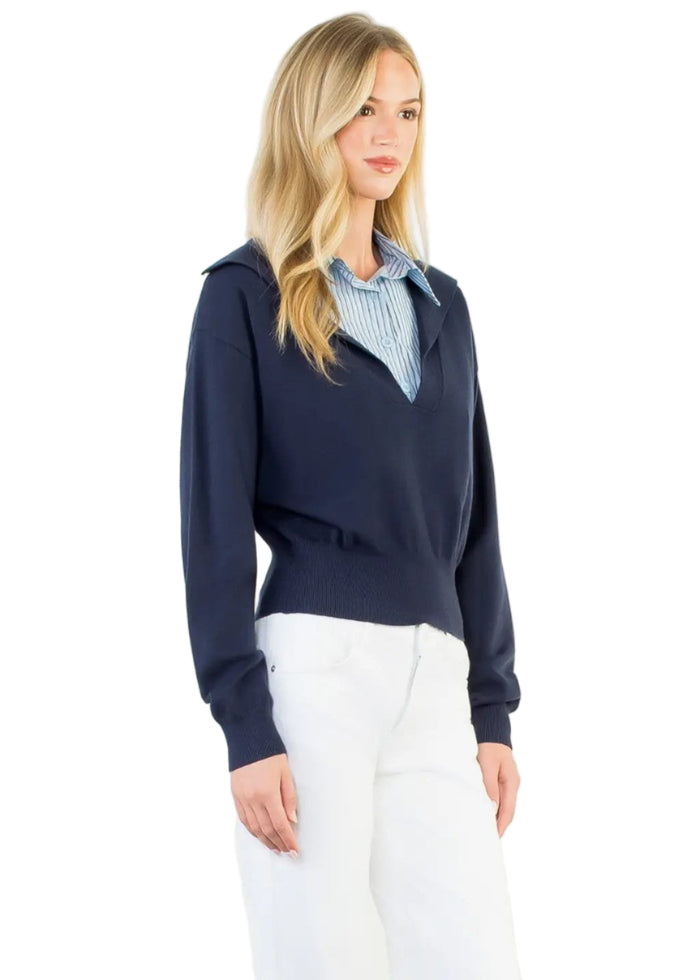 Collared Knit Sweater Top