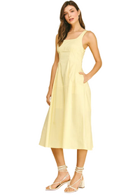 Square Neck A-Line Midi Dress