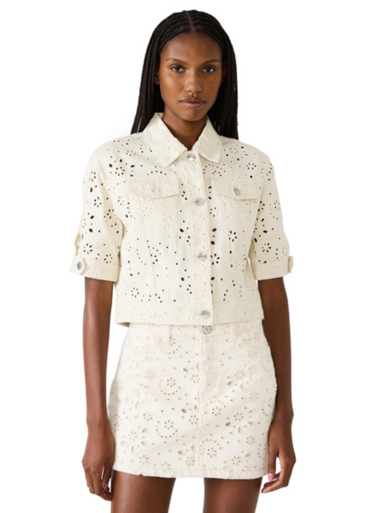 Blue Jacket In Eyelet