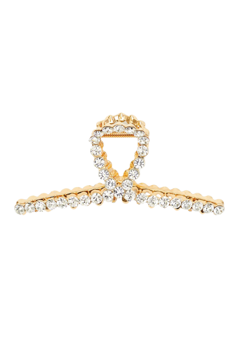Metal Rhinestone Loop Claw Clip-Gold