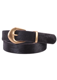 Calf Hair Belt with Thick Gold Buckle