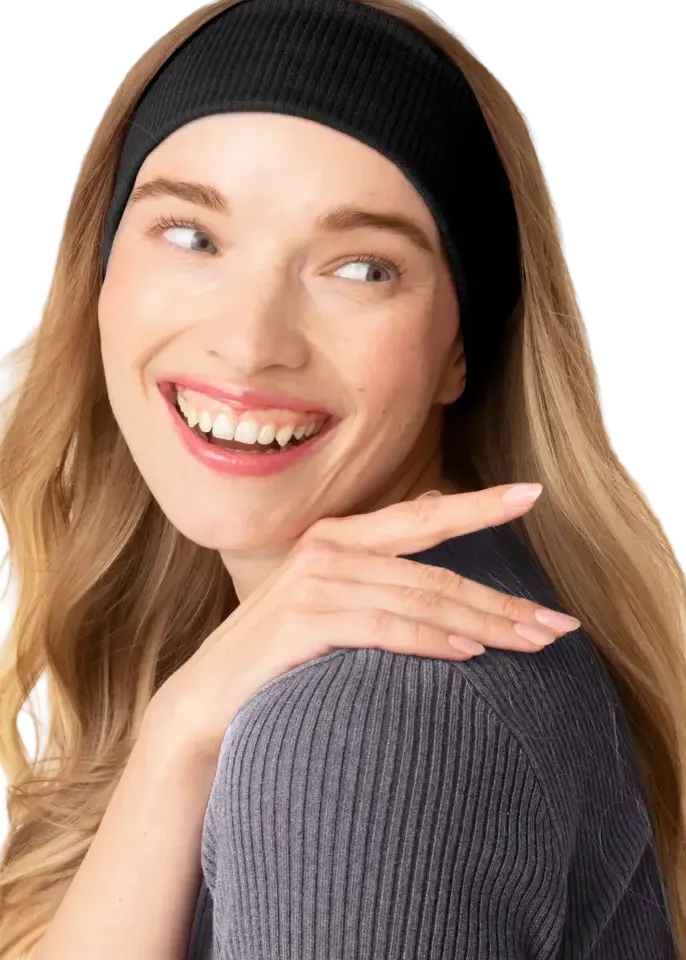 Ribbed Elastic Headbands 2pc Set - Black