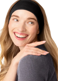 Ribbed Elastic Headbands 2pc Set - Black