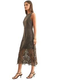 Sara Ruffled Lace Hem Midi Dress
