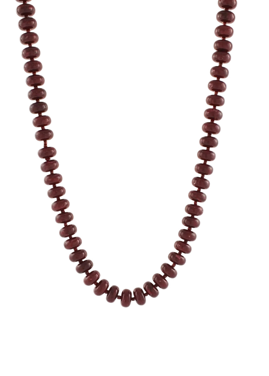 Marble Rondelle & Seed Bead Necklace - Burgundy