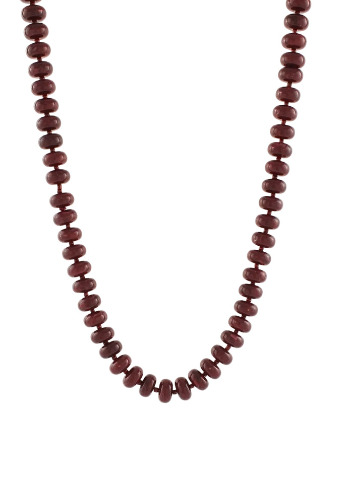 Marble Rondelle & Seed Bead Necklace - Burgundy