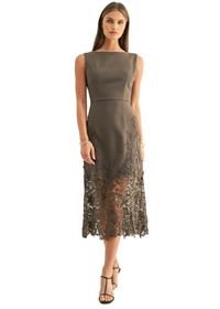 Sara Ruffled Lace Hem Midi Dress