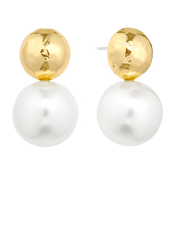 Pearl & Textured Dome Earrings