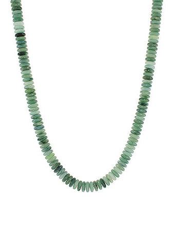 Wide Disk Marble Bead Necklace - Olive