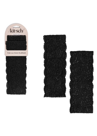 Wide Lace Elastic Headbands 2pc Set - Black