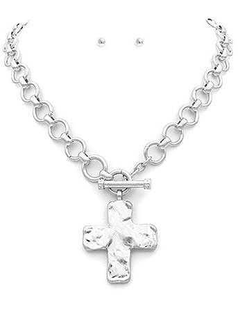 Chunky Cross & Chain Toggle Necklace Set