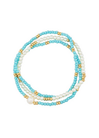 Seed Beads & Pearl 3 Bracelet Set