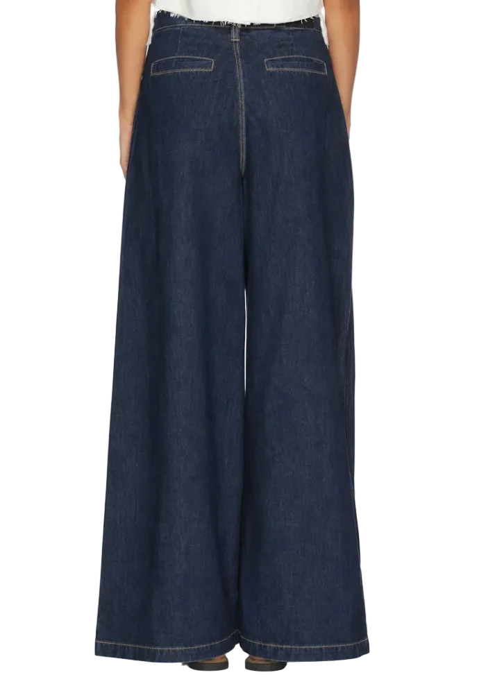Delphine Pleated Denim Wide Leg