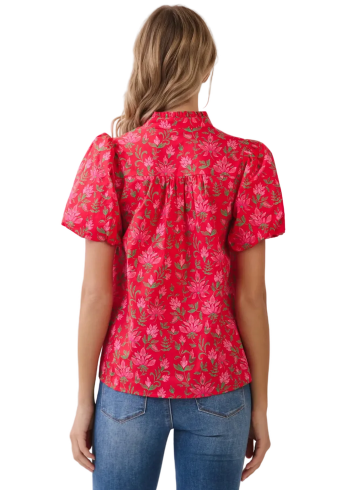 Floral Print Puff Sleeve Blouse