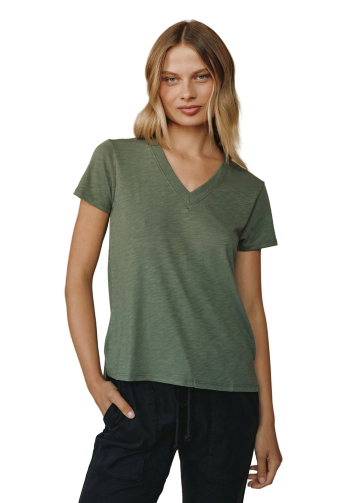 Side Slit V-Neck Tee - Fernwood