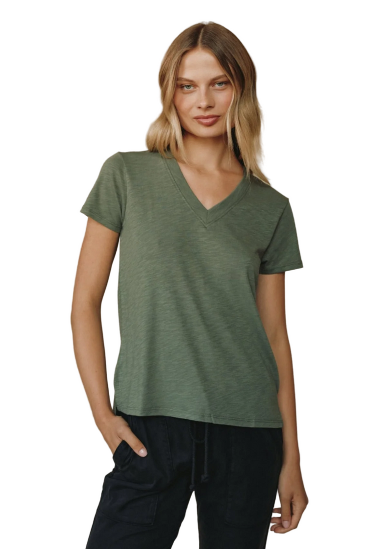 Side Slit V-Neck Tee - Fernwood