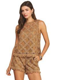 Floral Medallion Crochet Sleeveless Top