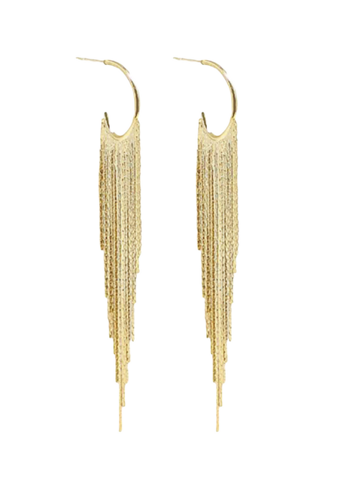 Chain Tassel Huggie Hoops