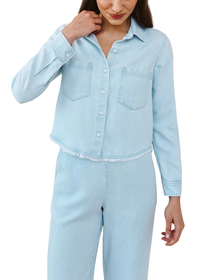 Two Pocket Fray Hem Shirt