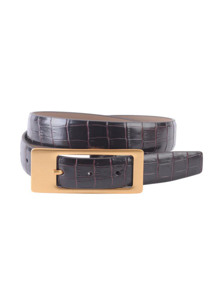 Croco Belt with Rectangular Buckle