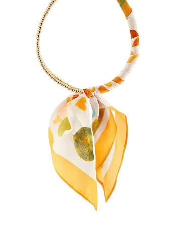 Scarf Wrapped Collar Necklace - Yellow Multi/Gold