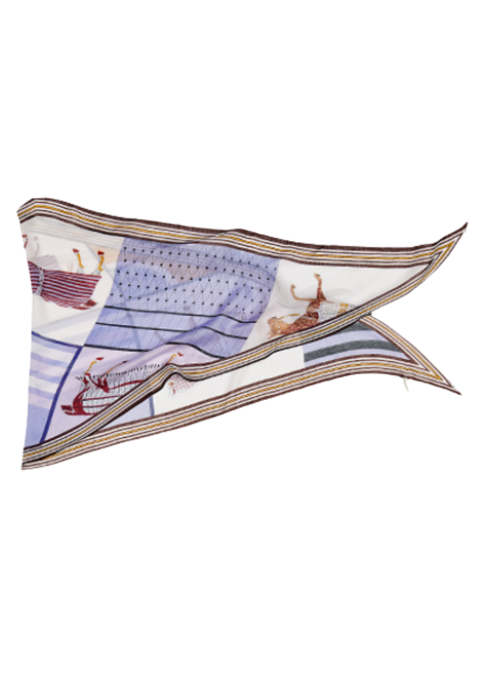 Horse Print Diamond Shape Scarf - Navy/Ivory