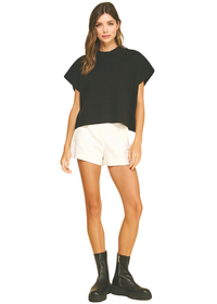 Button Down Cap Sleeve Sweater