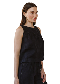 Sleeveless Trimmed Yoke Seam Top