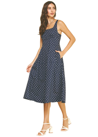 Polka Dot Flared A-Line Midi Dress