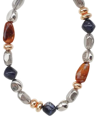 Mixed Shape Bead Necklace - Brown Multi