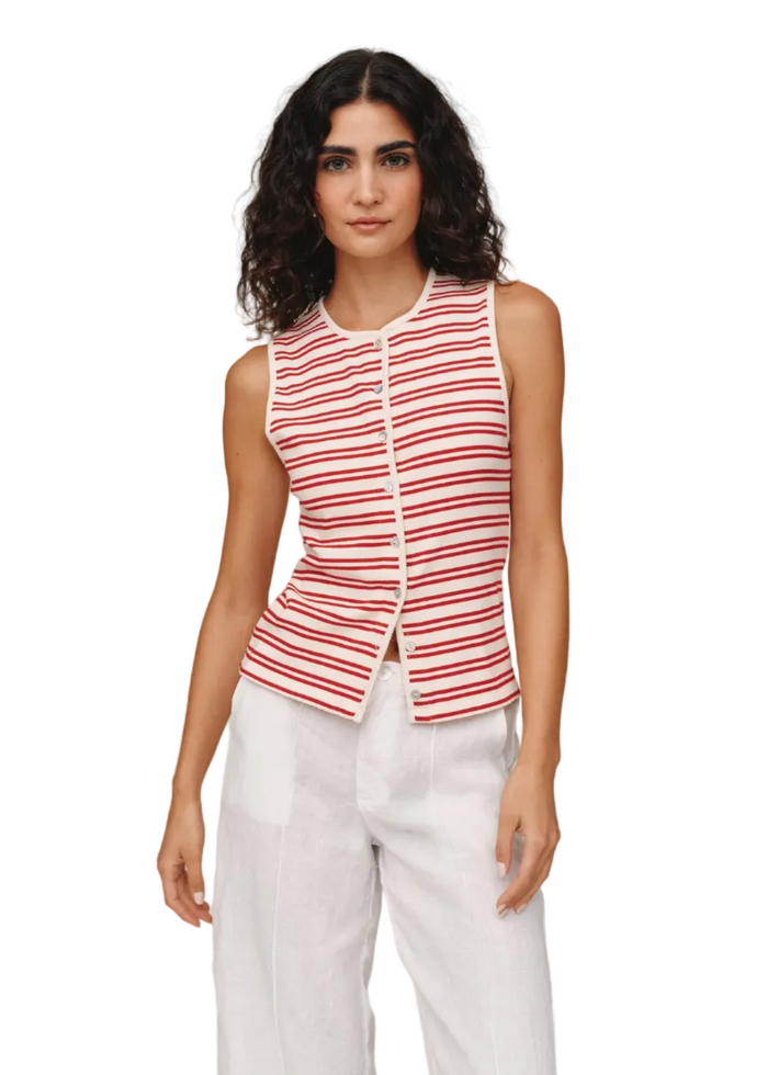 Sleeveless Fitted Button Down Top