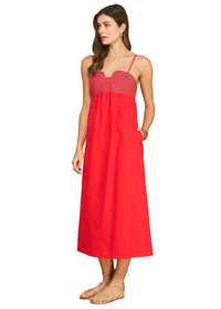 Top Stitch Bustier Linen Midi Dress