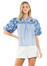 Puff Sleeve Striped Top