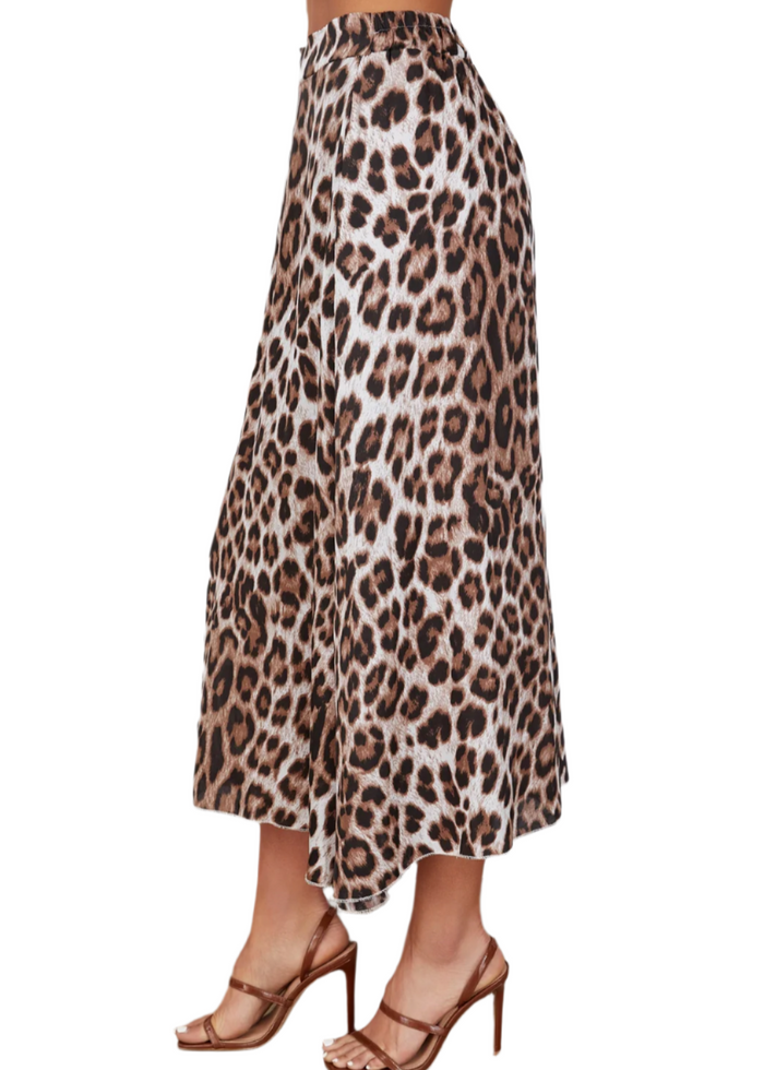 Leopard Print Midi Skirt