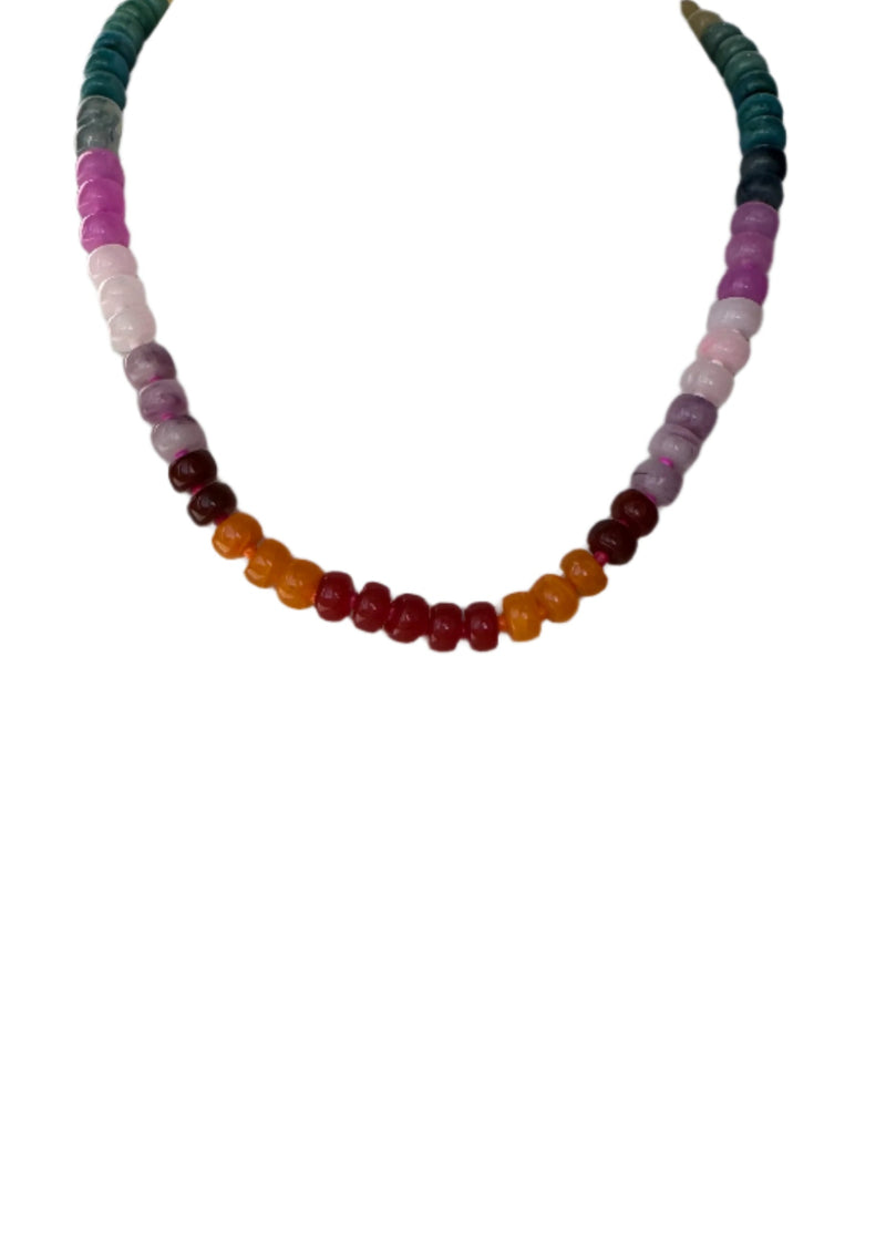 Flat Round Bead Ombre Necklace