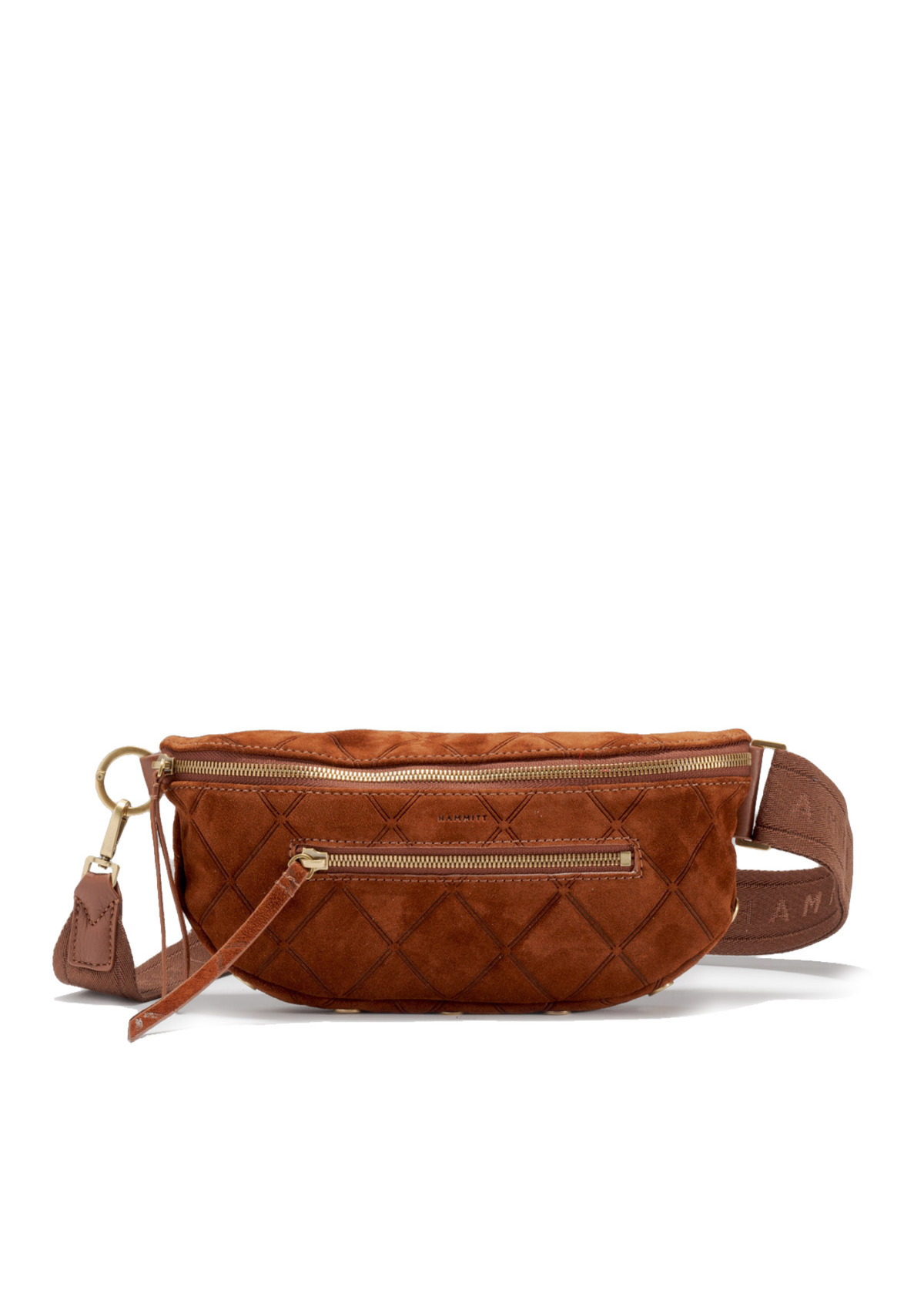 Charles Crossbody Med - Chocolate Diamond Suede with Antique Gold
